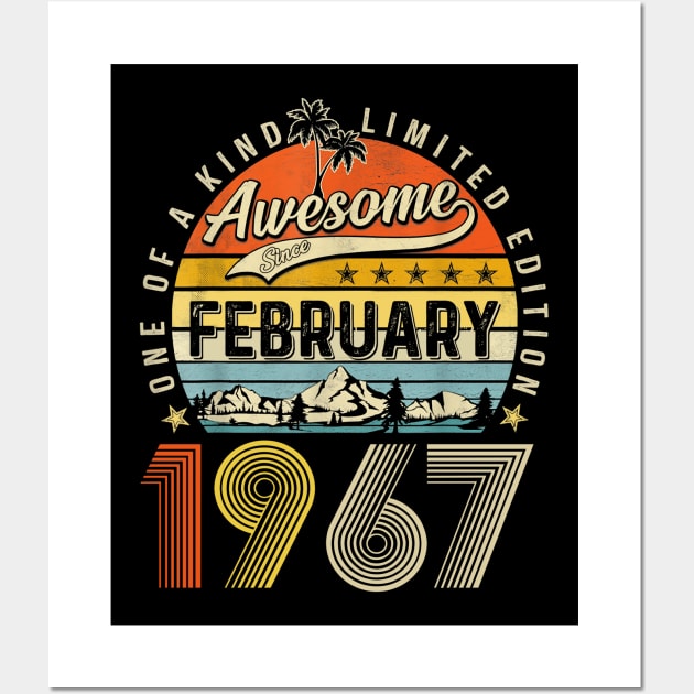 Awesome Since February 1967 Vintage 56th Birthday Wall Art by louismcfarland